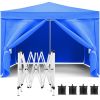 10x10 EZ Pop Up Canopy Outdoor Portable Party Folding Tent with 4 Removable Sidewalls + Carry Bag + 4pcs Weight Bag