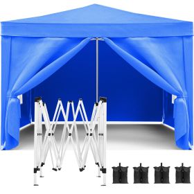 10x10 EZ Pop Up Canopy Outdoor Portable Party Folding Tent with 4 Removable Sidewalls + Carry Bag + 4pcs Weight Bag