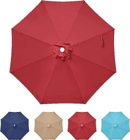 9' Patio Umbrella Replacement Canopy Outdoor Table Market Yard Umbrella Replacement Top Cover, Red