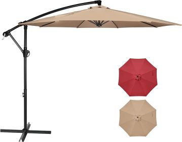 10ft Offset Umbrella Cantilever Patio Hanging Umbrella Outdoor Market Umbrella with Crank & Cross Base Suitable for Garden, Lawn, backyard and Deck, T