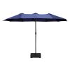 MEOOEM Patio Umbrella with Base 15ft Outdoor Market Double-Sided Extra Large Umbrella with Crank; Blue