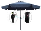 Outdoor Patio Umbrella 10FT(3m) WITH FLAP ; 8pcs ribs; with tilt ; with crank; without base; grey/Anthracite; pole size 38mm(1.49inch)