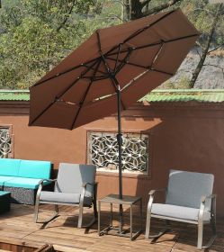 9Ft 3-Tiers Outdoor Patio Umbrella with Crank and tilt and Wind Vents for Garden Deck Backyard Pool Shade Outside Deck Swimming Pool