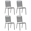 Patio Chairs 4 pcs Slatted Design Steel Dark Gray