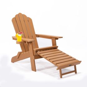 TALE Folding Adirondack Chair with Pullout Ottoman with Cup Holder, Oversized, Poly Lumber, for Patio Deck Garden, Backyard Furniture, Easy to Install