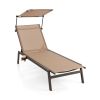 Outdoor Chaise Lounge Chair with Sunshade and 6 Adjustable Position