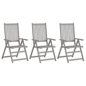 Patio Reclining Chairs 3 pcs Gray Solid Acacia Wood