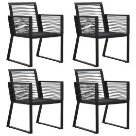 Patio Chairs 4 pcs Rope Rattan Black