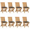 Patio Chairs with Anthracite Cushions 8 pcs Solid Teak Wood