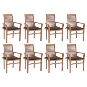 Dining Chairs 8 pcs with Taupe Cushions Solid Teak Wood