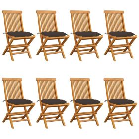 Patio Chairs with Taupe Cushions 8 pcs Solid Teak Wood