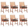 Patio Dining Chairs 6 pcs with Cushions Solid Acacia Wood