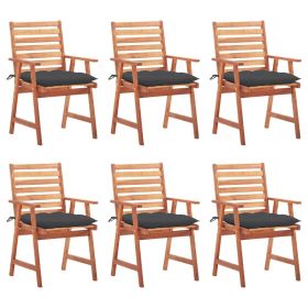 Patio Dining Chairs 6 pcs with Cushions Solid Acacia Wood