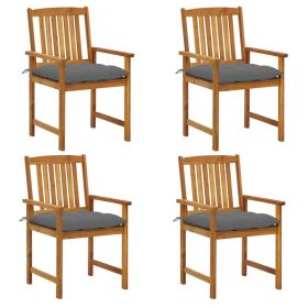 Patio Chairs with Cushions 4 pcs Solid Acacia Wood