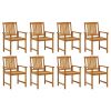 Patio Chairs 8 pcs Solid Acacia Wood