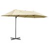 14ft Patio Umbrella Double-Sided Outdoor Market Extra Large Umbrella with Crank, Cross Base for Deck, Lawn, Backyard and Pool, Off-White