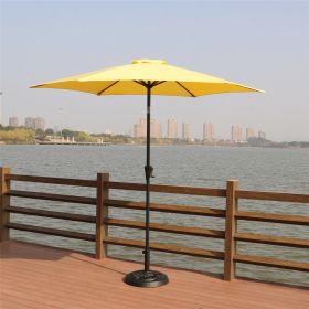 8.8 feet Outdoor Aluminum Patio Umbrella, Patio Umbrella, Market Umbrella with 33 pounds Round Resin Umbrella Base, Push Button Tilt and Crank lift, Y