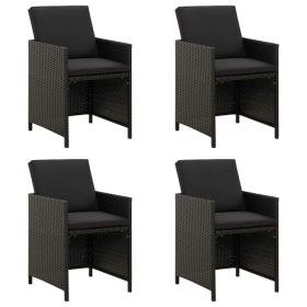 Patio Chairs with Cushions 4 pcs Poly Rattan Black