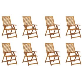 Folding Patio Chairs 8 pcs Solid Acacia Wood