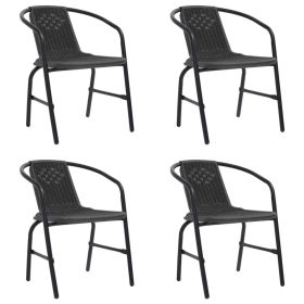 Patio Chairs 4 pcs Plastic Rattan and Steel 242.5 lb