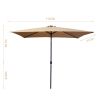 Outdoor Patio Umbrella 10 Ft x 6.5 Ft Rectangular Market Table Umbrella with Crank and Push Button Tilt