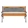 49" Garden Bench Patio Porch Chair Deck Hardwood Cast Iron Love Seat Weave Style Back