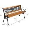 49" Garden Bench Patio Porch Chair Deck Hardwood Cast Iron Love Seat Weave Style Back