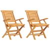 Folding Patio Chairs 2 pcs 22"x24.8"x35.4" Solid Wood Teak