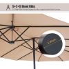 MEOOEM Patio Umbrella with Base 15ft Outdoor Market Double-Sided Extra Large Umbrella with Crank