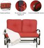 Patio Swing Glider Bench Outdoor Cushioed 2 Person Rocking Chair Garden Loveseat;  Brick Red