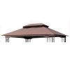 13x10 Ft Patio Double Roof Gazebo Replacement Canopy Top Fabric,Brown