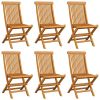 Patio Chairs with Red Cushions 6 pcs Solid Teak Wood