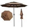 9Ft 3-Tiers Outdoor Patio Umbrella with Crank and tilt and Wind Vents for Garden Deck Backyard Pool Shade Outside Deck Swimming Pool