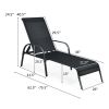 2 Pieces Outdoor Patio Lounge Chair Chaise Fabric with Adjustable Reclining Armrest