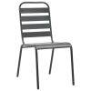 Patio Chairs 4 pcs Slatted Design Steel Dark Gray