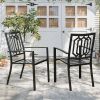 Outdoor Dining Chairs Set of 2 Stacking Patio Metal Arm Chairs for Garden, Yard, Lawn