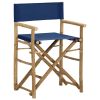 Folding Director's Chairs 2 pcs Blue Bamboo and Fabric