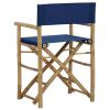 Folding Director's Chairs 2 pcs Blue Bamboo and Fabric