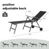 Outdoor Chaise Lounge Chairs Aluminum Adjustable Chair with Wheels for Poolside Beach Patio Reclining Sunbathing Lounger