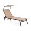 Outdoor Chaise Lounge Chair with Sunshade and 6 Adjustable Position