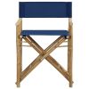 Folding Director's Chairs 2 pcs Blue Bamboo and Fabric