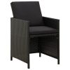 Patio Chairs with Cushions 4 pcs Poly Rattan Black