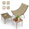 JESE Chaise Lounge Chair with Table for Outdoor Indoor Wood-Color Alloy Frame 380lbs Capacity with Cushion Recliner for Camping Gaming Lunch Break Gar