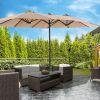 MEOOEM Patio Umbrella with Base 15ft Outdoor Market Double-Sided Extra Large Umbrella with Crank