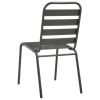 Patio Chairs 4 pcs Slatted Design Steel Dark Gray