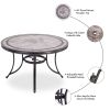 [ Only for Pickup] 5 Piece Patio Dining Set Outdoor Furniture, Deep Cushioned Aluminum Swivel Rocker Chair Set with 46 inch Round Mosaic Tile Top Alum