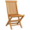 Patio Chairs with Anthracite Cushions 8 pcs Solid Teak Wood