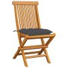 Patio Chairs with Anthracite Cushions 8 pcs Solid Teak Wood