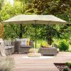 14ft Patio Umbrella Double-Sided Outdoor Market Extra Large Umbrella with Crank, Cross Base for Deck, Lawn, Backyard and Pool, Off-White