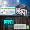 Christmas Solar Address Sign IP55 Waterproof Colorful House Numbers Plaque Wall Mounted LED Address Sign with 9 Lighting Modes Remote Control for Yard